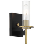 Baldwin Park Wall Sconce - Coal / Soft Brass / Clear Ribbed