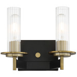 Baldwin Park Wall Sconce - Coal / Soft Brass / Clear Ribbed