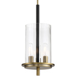 Baldwin Park Pendant - Coal / Soft Brass / Clear Ribbed