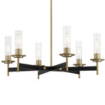 Baldwin Park Chandelier - Coal / Soft Brass / Clear Ribbed