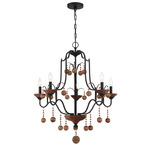 Colonial Charm Chandelier - Bronze / Walnut