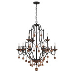 Colonial Charm Chandelier - Bronze / Walnut