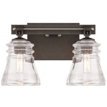 Graham Avenue Bathroom Vanity Light - Smoked Iron / Clear