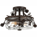 Ponderosa Ridge Semi Flush Ceiling Light - Weathered Spruce / Clear