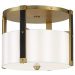 Chelsea Semi Flush Ceiling Light - Soft Brass / White