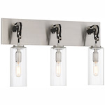 Pullman Junction Bathroom Vanity Light - Brushed Nickel / Coal / Clear