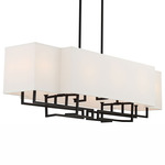 Upham Estates Linear Pendant - Coal / Polished Nickel / White Linen