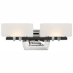 Drury Bathroom Vanity Light - Coal / Polished Nickel / Etched White