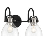 Monico Bathroom Vanity Light - Coal / Polished Nickel / Clear Seeded