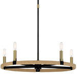 Windward Passage Chandelier - Coal / Soft Brass / Rope