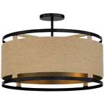 Windward Passage Semi Flush Ceiling Light - Coal / Soft Brass / Rope