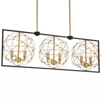 Titans Trace Linear Pendant - Painted Honey Gold / Coal