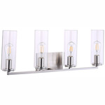 Acacia Bathroom Vanity Light - Brushed Nickel / Clear