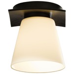 Wren Flush Ceiling Light - Dark Smoke / Opal