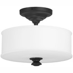 Harbour Point Small Semi-Flush Mount - Coal / Etched Opal