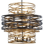 Vortic Flow Chandelier - Dark Bronze / Mosaic Gold