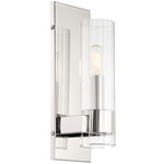 Vernon Place Wall Sconce - Chrome / Clear Ribbed