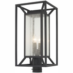 Harbor View Outdoor Post Light - Sand Coal / Clear Seeded