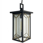 Hillside Manor Outdoor Pendant - Sand Coal / Honey Gold / Clear Seeded