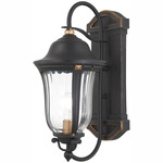 Peale Street Outdoor Wall Sconce - Sand Coal / Vermeil Gold / Clear Ribbed