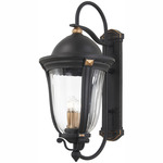Peale Street Outdoor Wall Sconce - Sand Coal / Vermeil Gold / Clear Ribbed