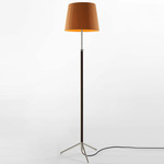 Pie De Salon Floor Lamp - Chrome / Mustard Raw Ribbon