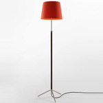Pie De Salon Floor Lamp - Chrome / Red Amber Ribbon