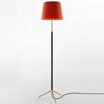 Pie De Salon Floor Lamp - Polished Brass / Red Amber Ribbon
