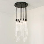 Fold Round Chandelier - Dark Oxidized / Clear