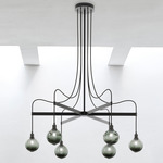 Drape Arm 6 Chandelier - Dark Oxidized / Transparent Smoke