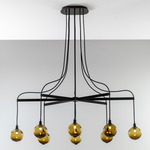 Drape Arm 8 Linear Chandelier - Dark Oxidized / Transparent Olivin