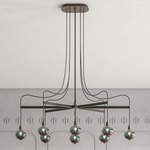 Drape Arm 8 Linear Chandelier - Dark Oxidized / Transparent Smoke