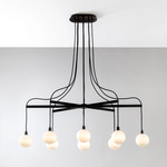 Drape Arm 8 Linear Chandelier - Dark Oxidized / Opaque White
