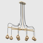 Drape Arm 8 Linear Chandelier - Brushed Brass / Transparent Olivin