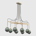 Drape Arm 8 Linear Chandelier - Brushed Brass / Transparent Smoke