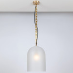 Dome Pendant - Brushed Brass / Frosted Clear