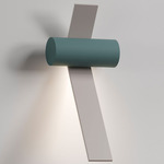 Nastro Outdoor Wall Sconce - Greenish-Grey Cylinder / Beige