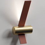 Nastro Outdoor Wall Sconce - Brushed Brass Cylinder / Terracotta