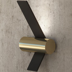 Nastro Outdoor Wall Sconce - Brushed Brass Cylinder / Sand Black