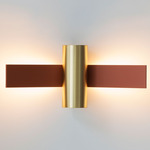 Nastro Outdoor Angled Wall Sconce - Brushed Brass Cylinder / Terracotta