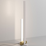 Nastro Curved Floor Lamp - Brushed Brass Cylinder / Beige