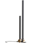 Nastro Curved Floor Lamp - Brushed Brass Cylinder / Sand Black