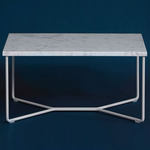 Poi Stone Low Side Table - White/ White Marble