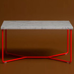Poi Stone Low Side Table - Neon Orange/ White Marble