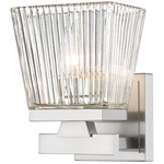 Astor Wall Sconce - Brushed Nickel / Clear Ribbed