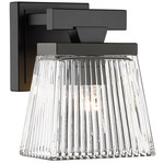 Astor Wall Sconce - Matte Black / Clear Ribbed