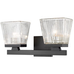 Astor Bathroom Vanity Light - Matte Black / Clear Ribbed