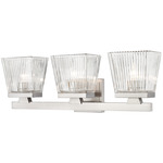 Astor Bathroom Vanity Light - Brushed Nickel / Clear Ribbed