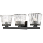 Astor Bathroom Vanity Light - Matte Black / Clear Ribbed