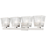 Astor Bathroom Vanity Light - Brushed Nickel / Clear Ribbed